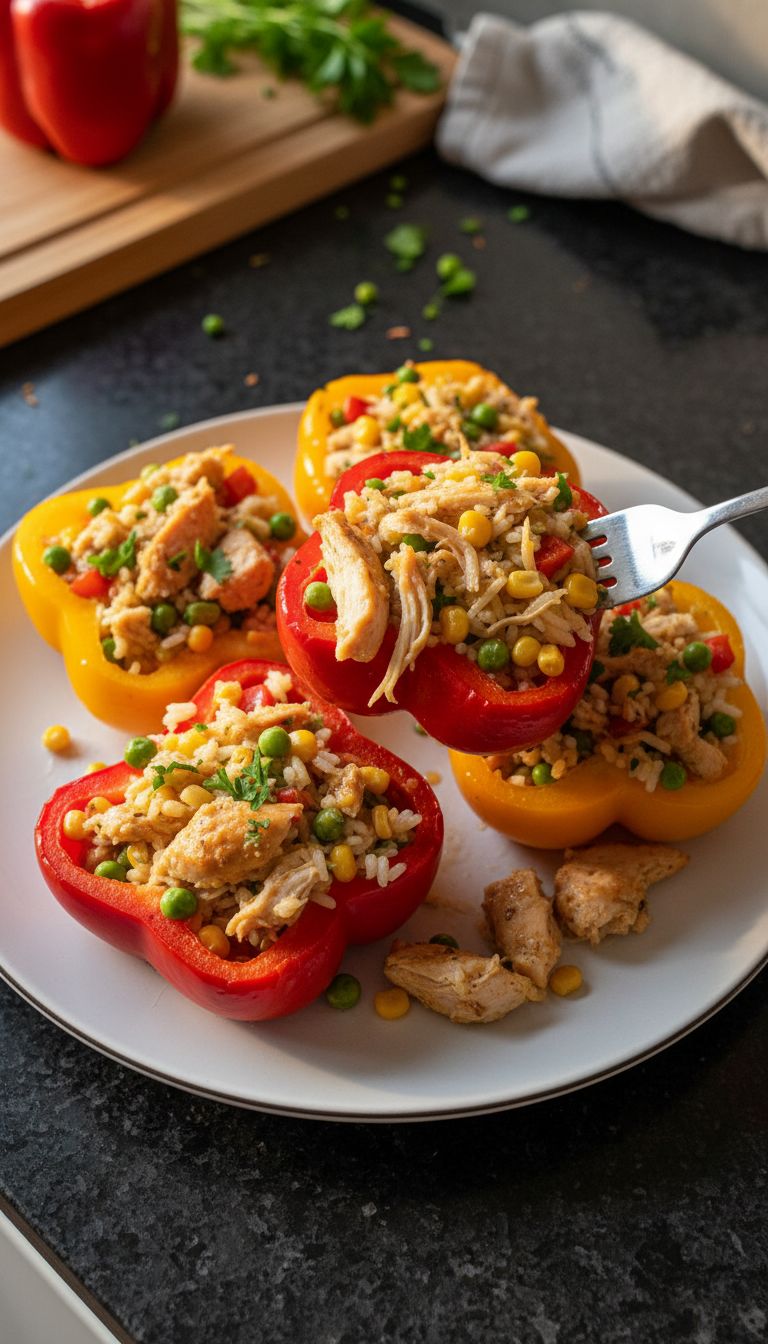 Gefüllte Paprika mit Hähnchen