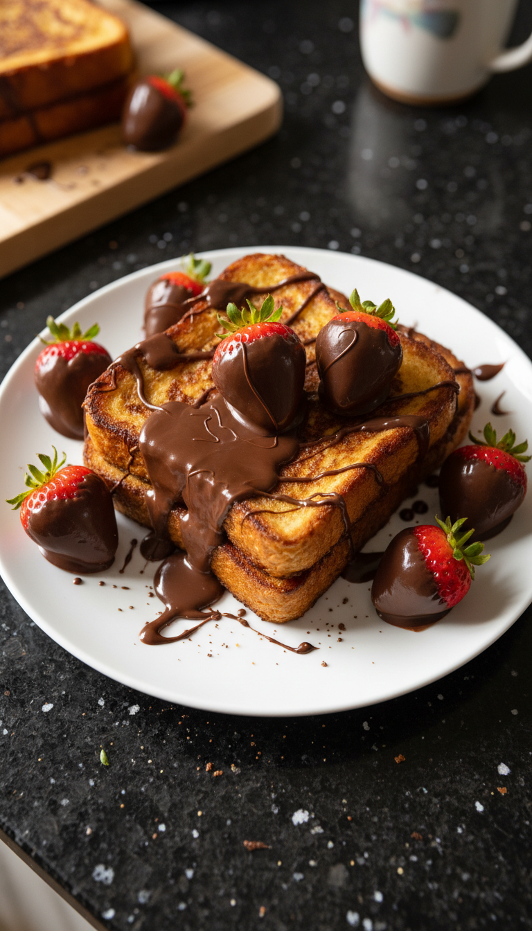 Schokoüberzogener Erdbeer French Toast