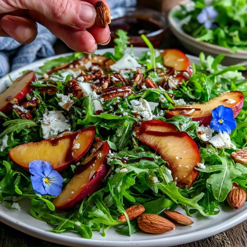 Salat mit Rucola Pfirsich