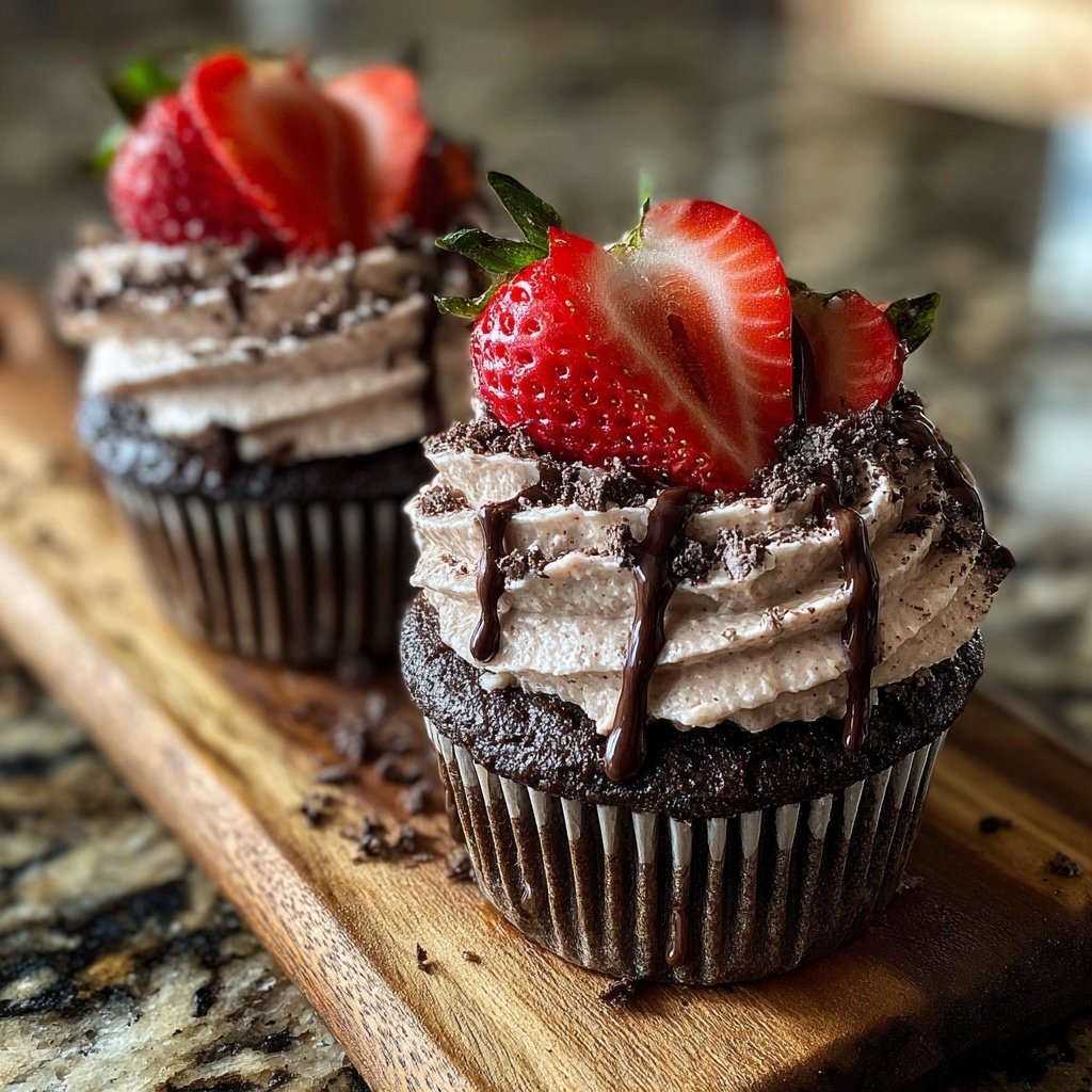 Double Chocolate Strawberry Cupcakes