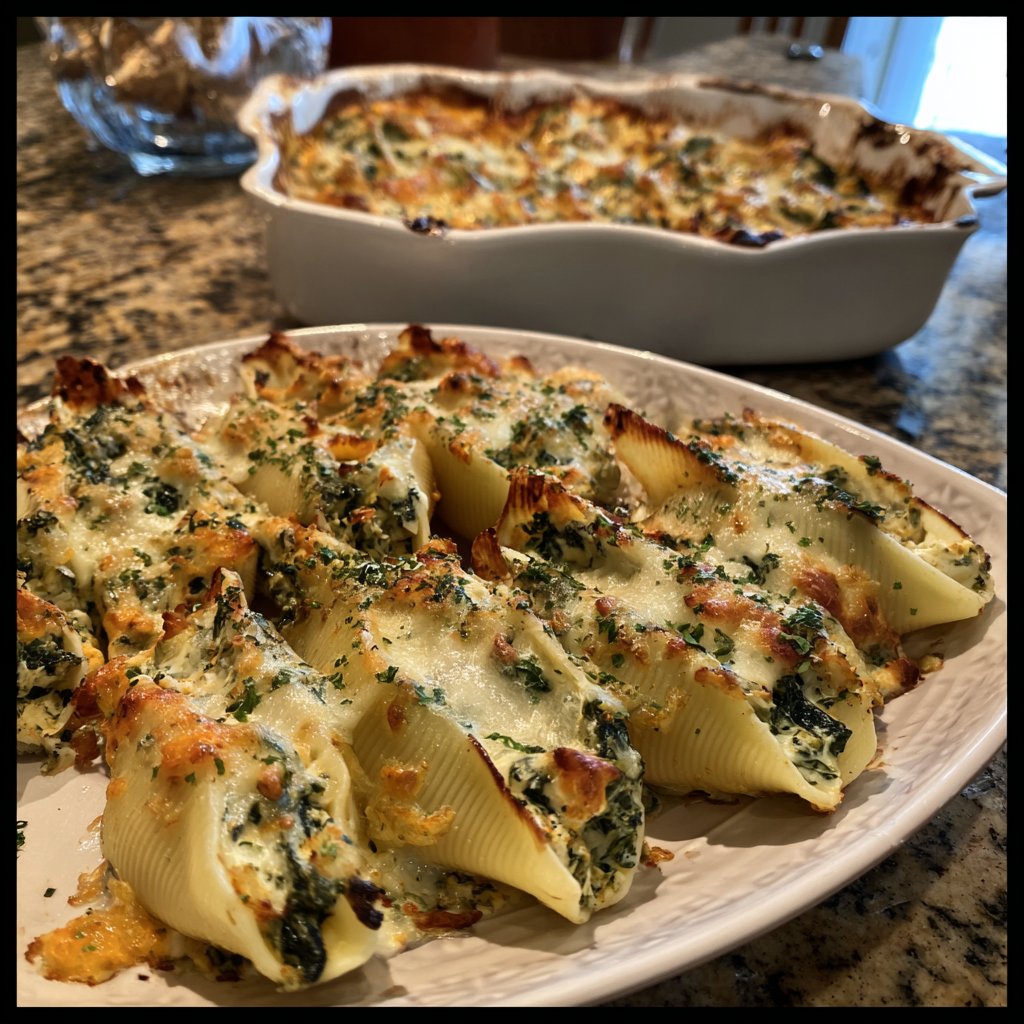 Spinat-Feta gefüllte Muscheln