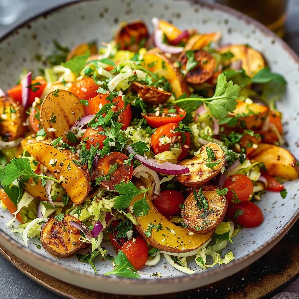 Rosenkohl Salat mit Süßkartoffeln & Kichererbsen