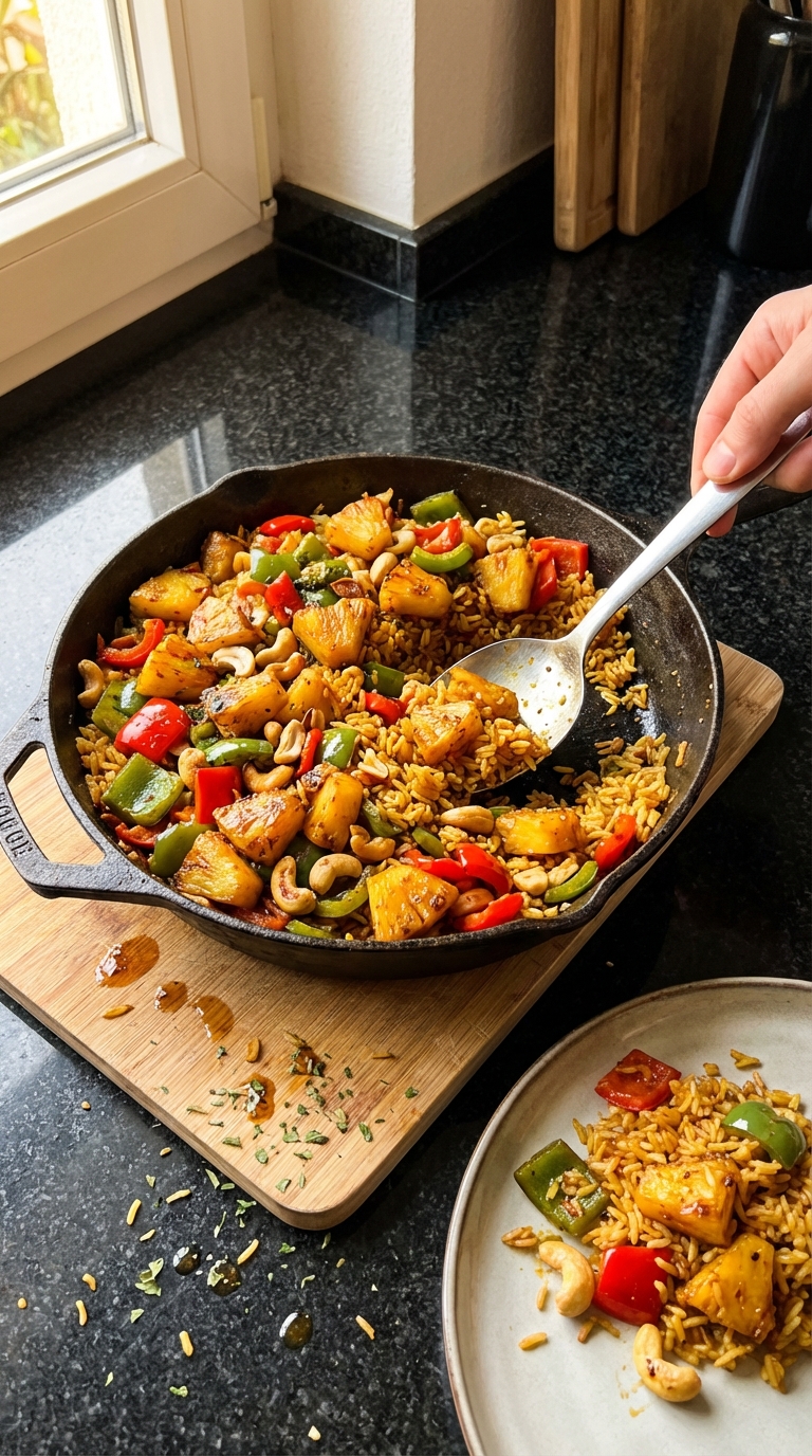 Würzige Ananas Reis Pfanne