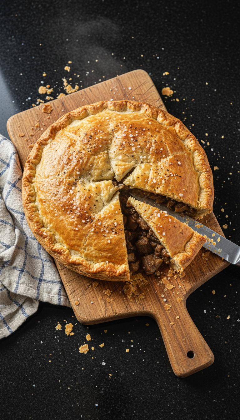 Klassische Rind Pilz Pastete