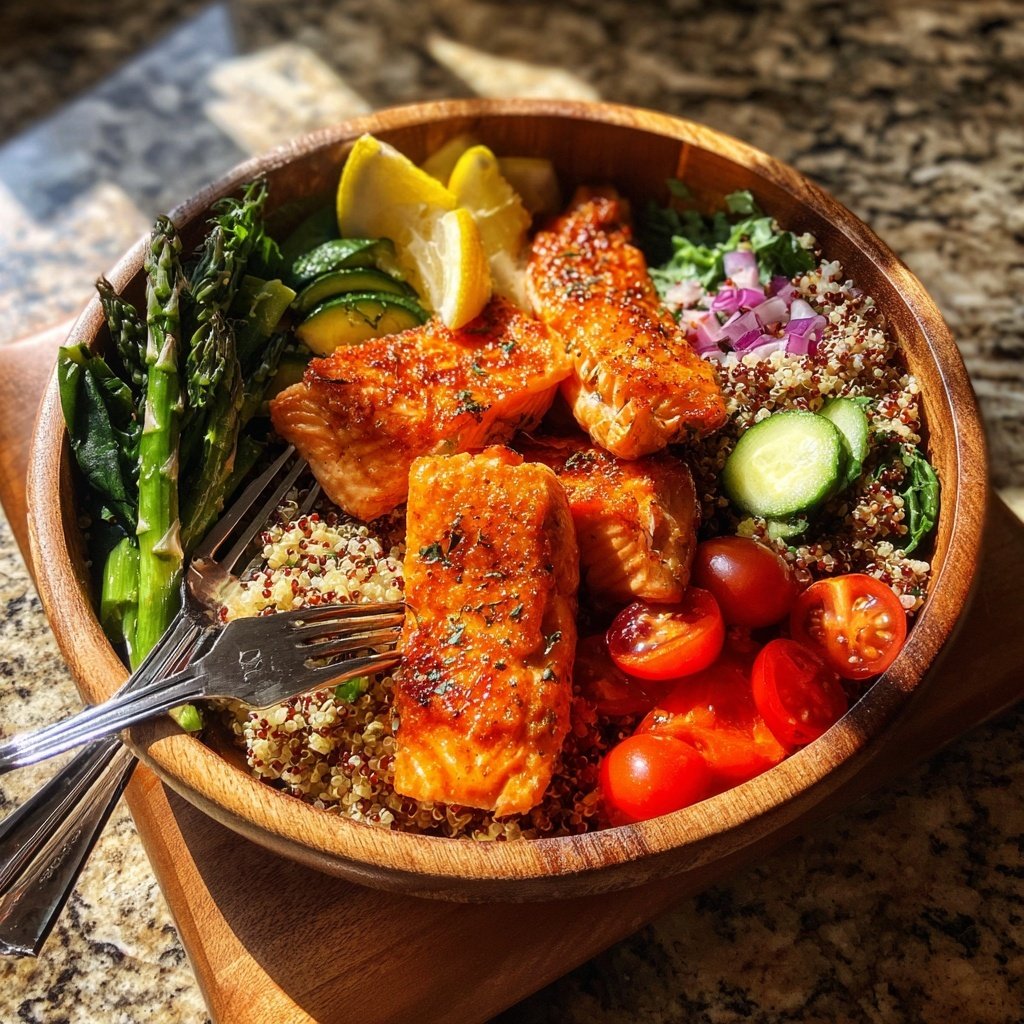 Gegrillter Lachs & Quinoa Schale
