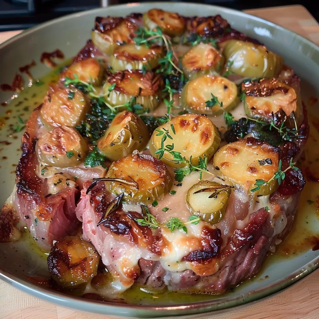 Rosenkohl-Kasseler-Auflauf