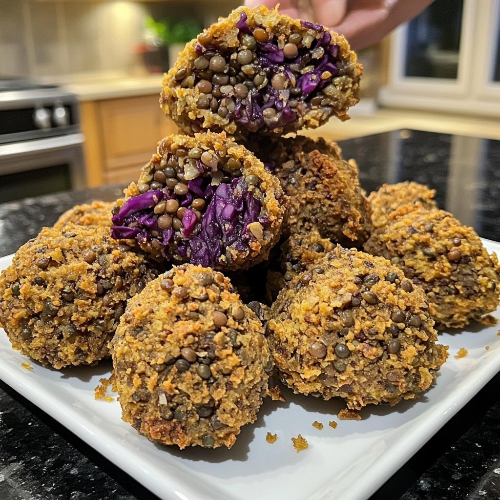 Vegane Linsen Medaillons mit Rotkohl