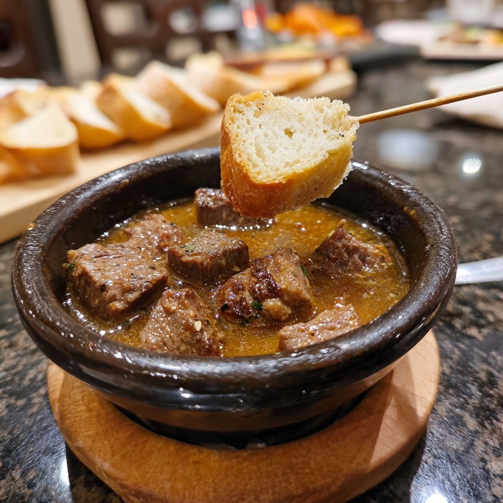 Fleischfondue mit Rinderfilet Würfeln