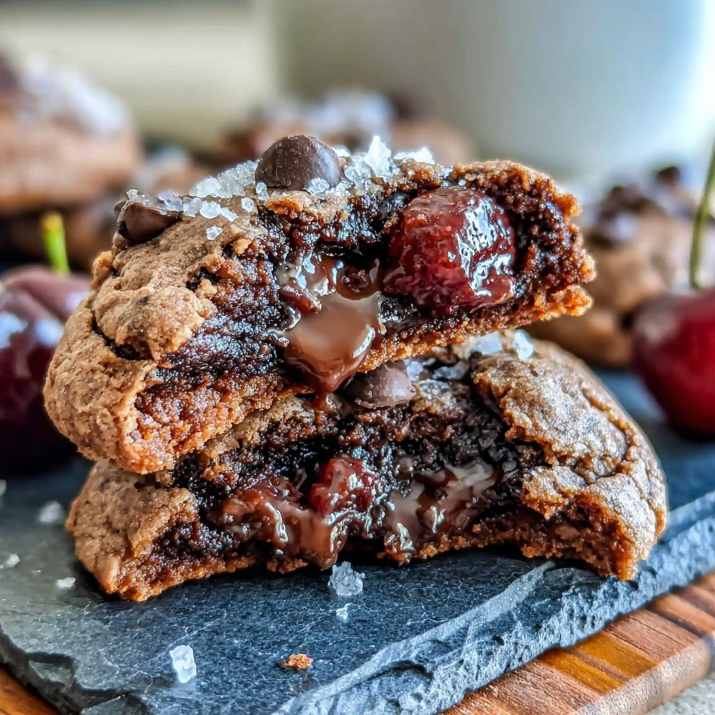 Plätzchen mit Brownie-Geschmack und Kirschen