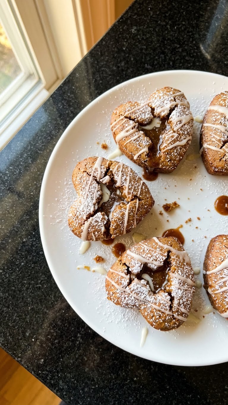 Karamell Gefüllte Mini Herz Kuchen