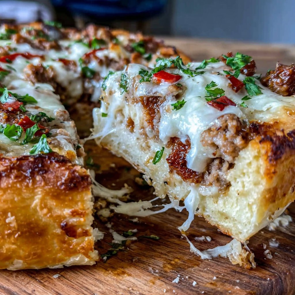 Puffreiche Puten-Hackfleischpizza