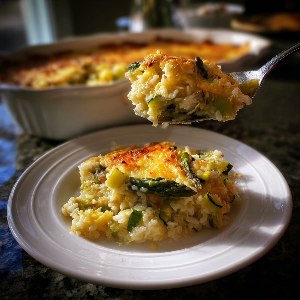 Frühlingsgemüse und Reis Auflauf