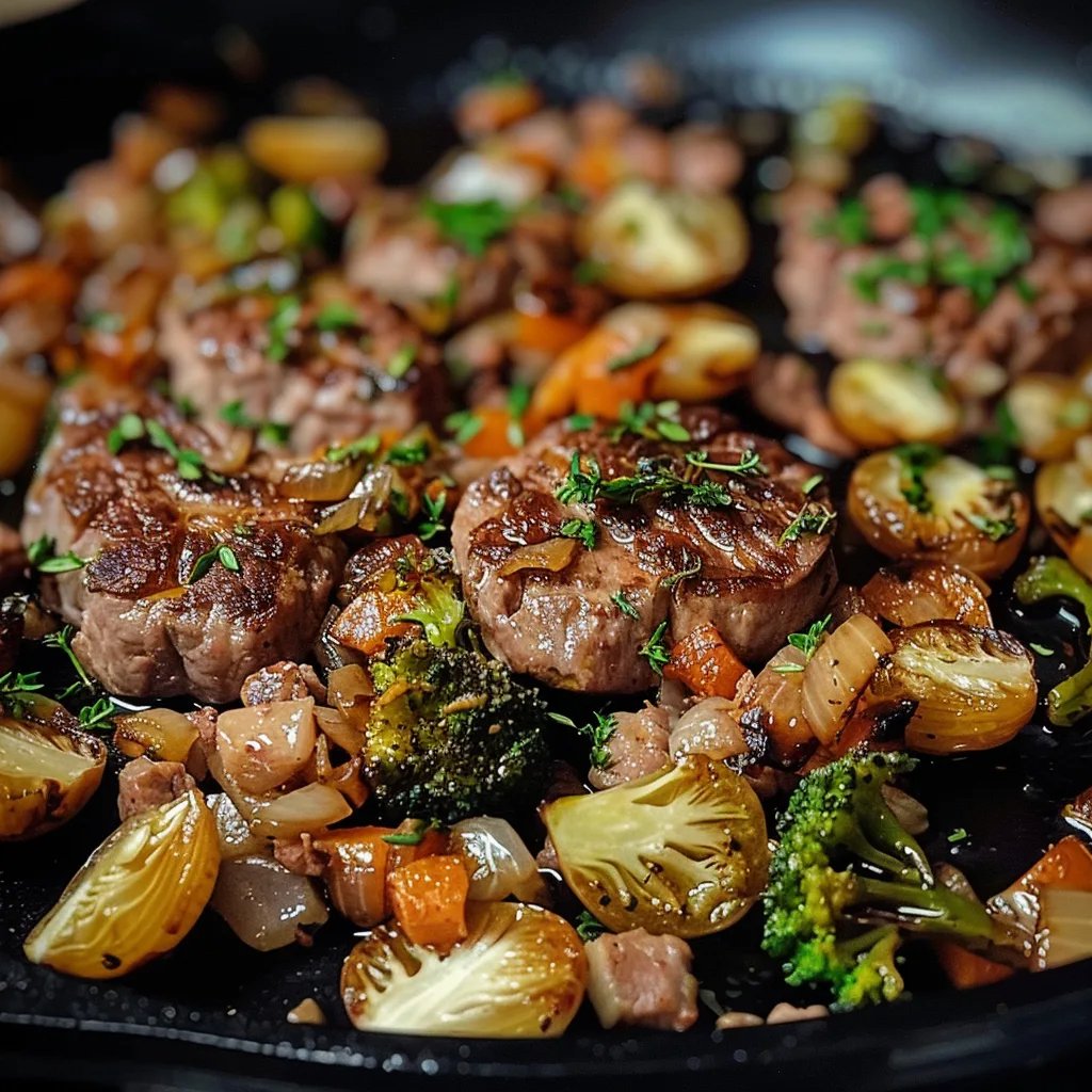 Würzige Rosenkohl-Hackfleisch-Pfanne