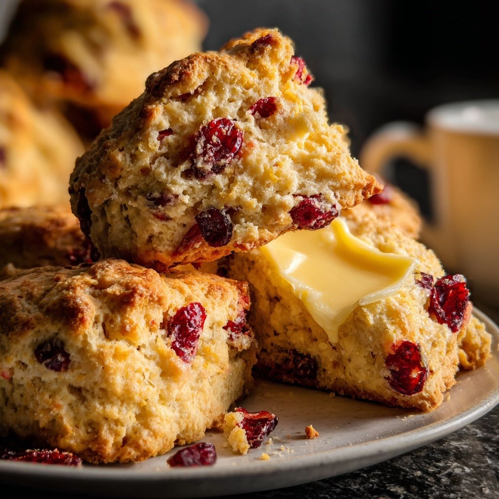Cranberry Orange Scones mit Butter