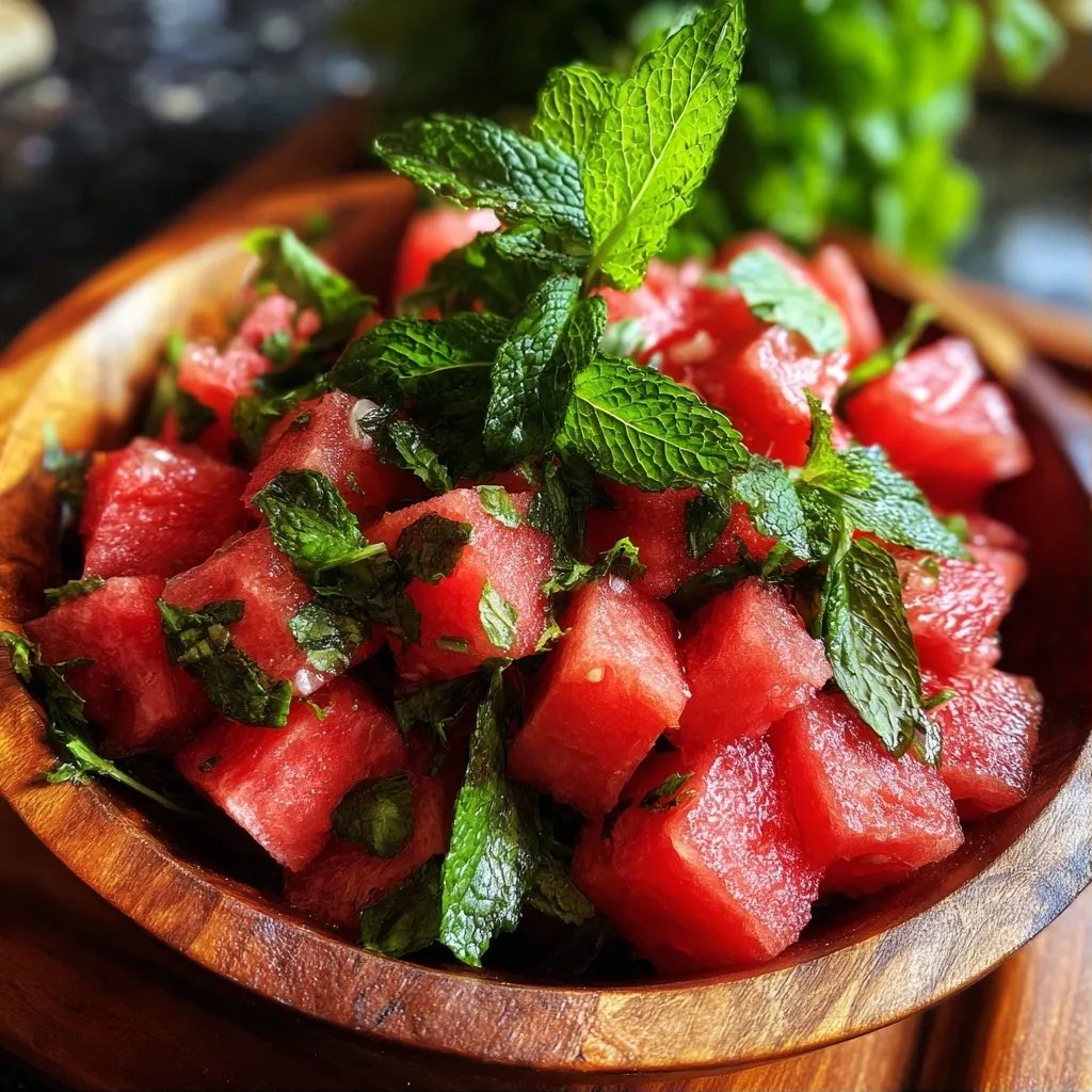 Wassermelone Minze Salat