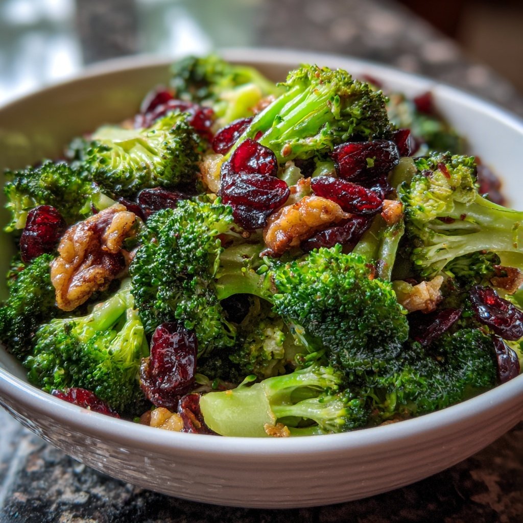 Brokkoli-Salat mit getrockneten Cranberries