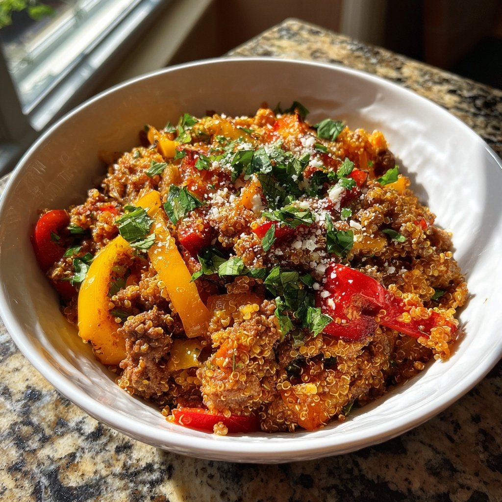 Hackfleisch Quinoa Bowl