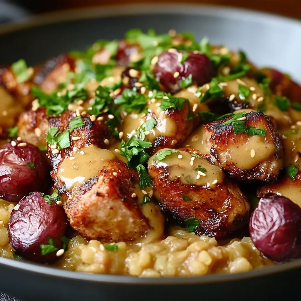 Gebackener Rosenkohl mit Speck und Senfsoße