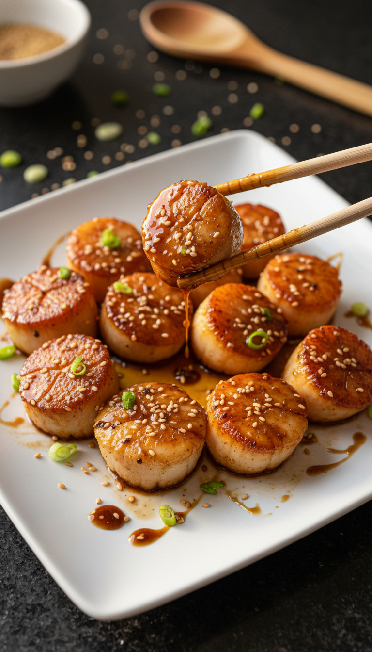 Miso Glasierte Gebratene Jakobsmuscheln​