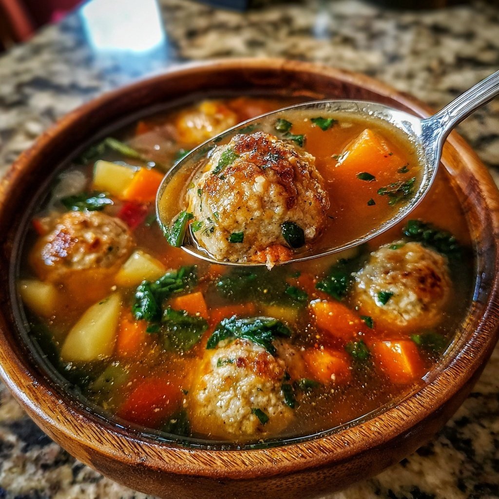 Fleischbällchen Suppe mit Saison Gemüse