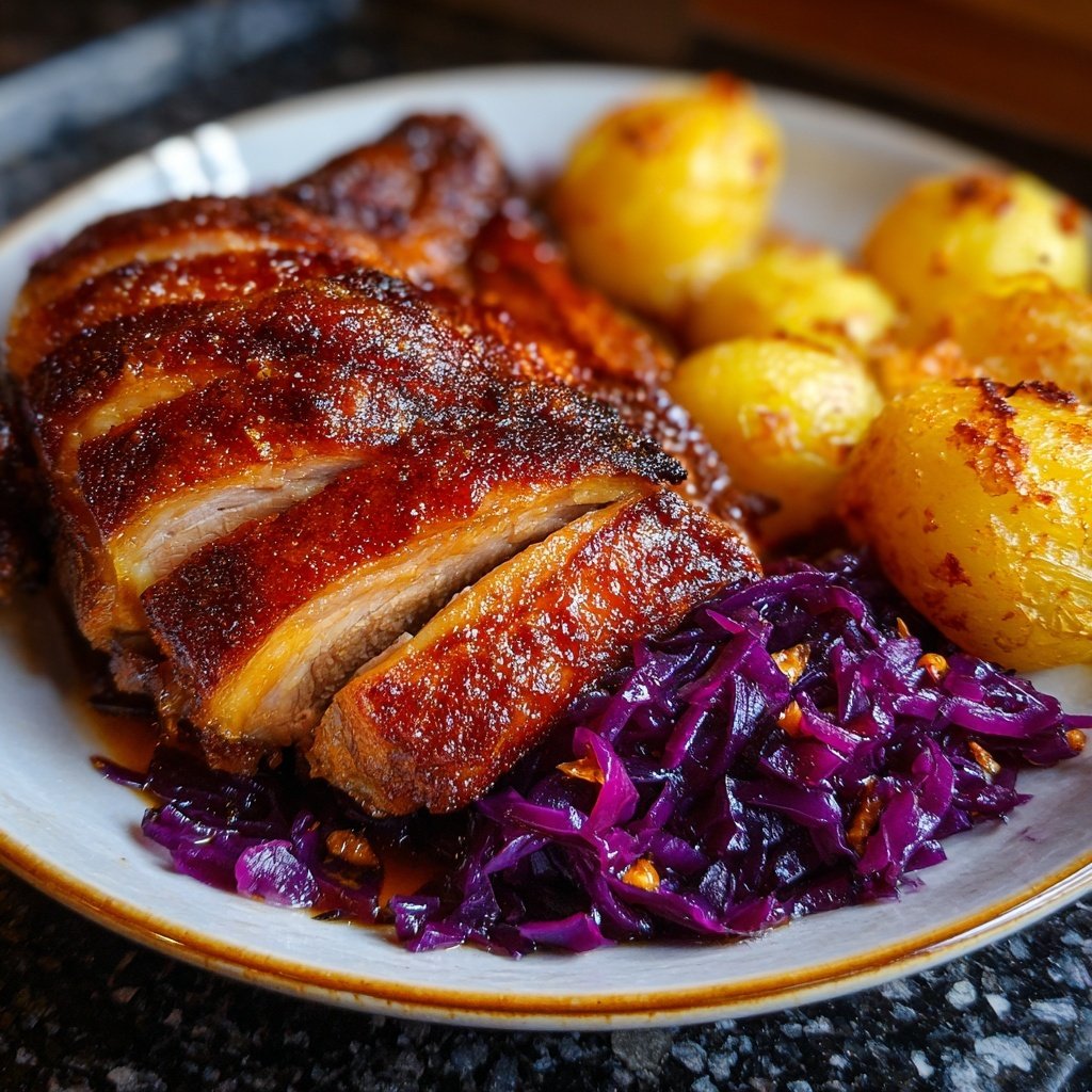 Festliche Weihnachtsgans mit Rotkohl und Klößen​