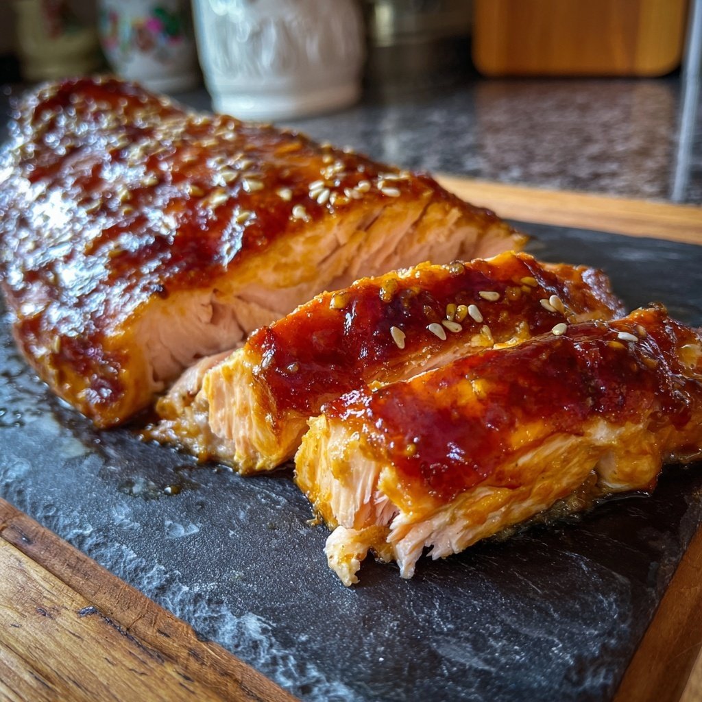 Weihnachtslachs aus dem Ofen mit Honig-Senf-Glasur​