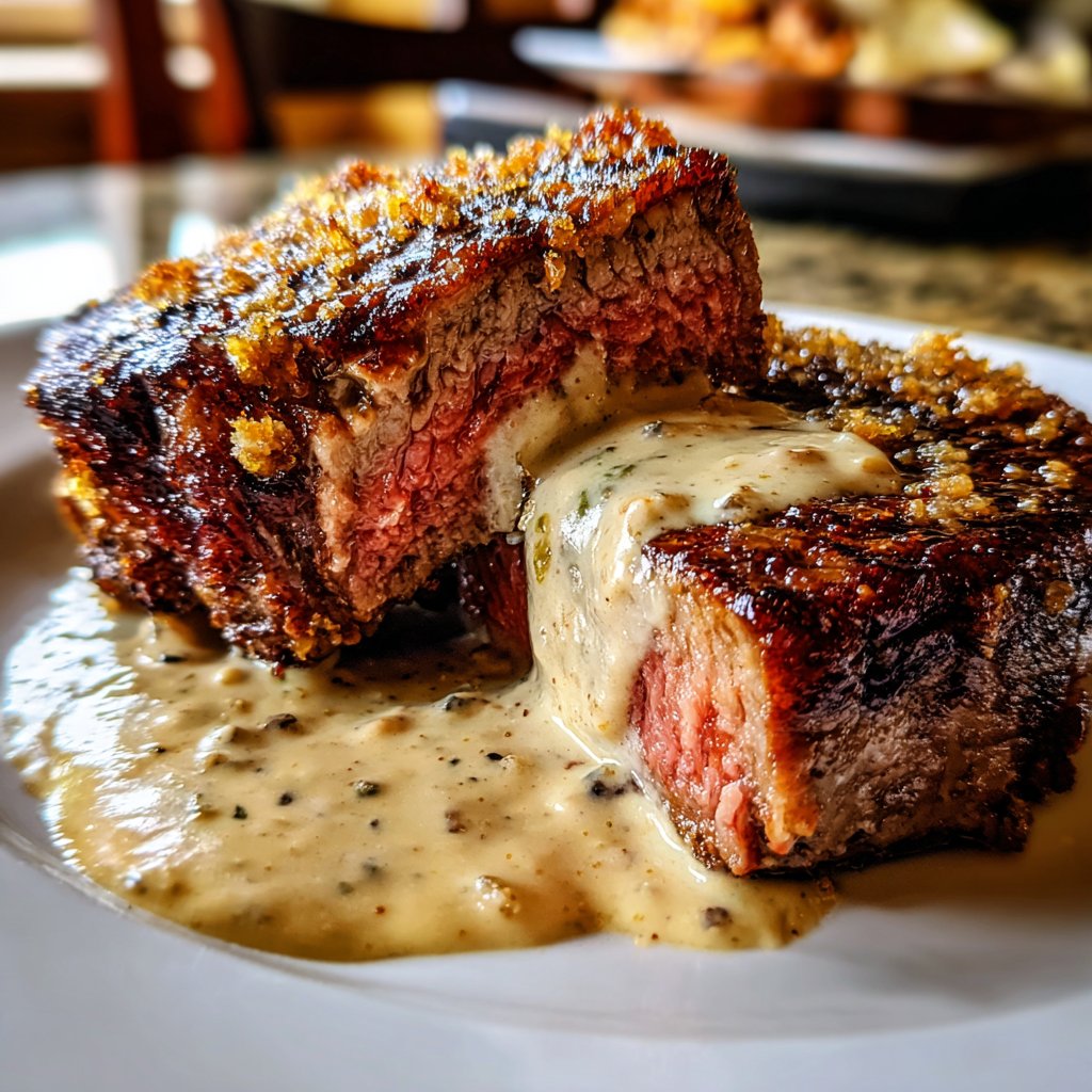 Steak mit Bourbon Knoblauch Creme