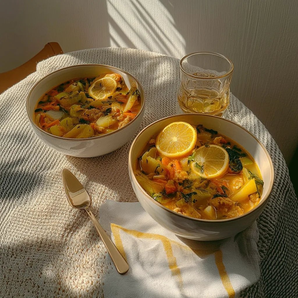 Citronkyckling- och grönsakssoppa med kastrull: Ett underbart och ultimat recept